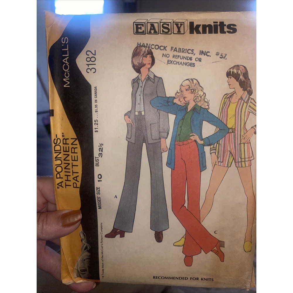 Vintage McCall's 3182 Sewing Pattern Misses Jacket Pants Shorts Size 10 Uncut